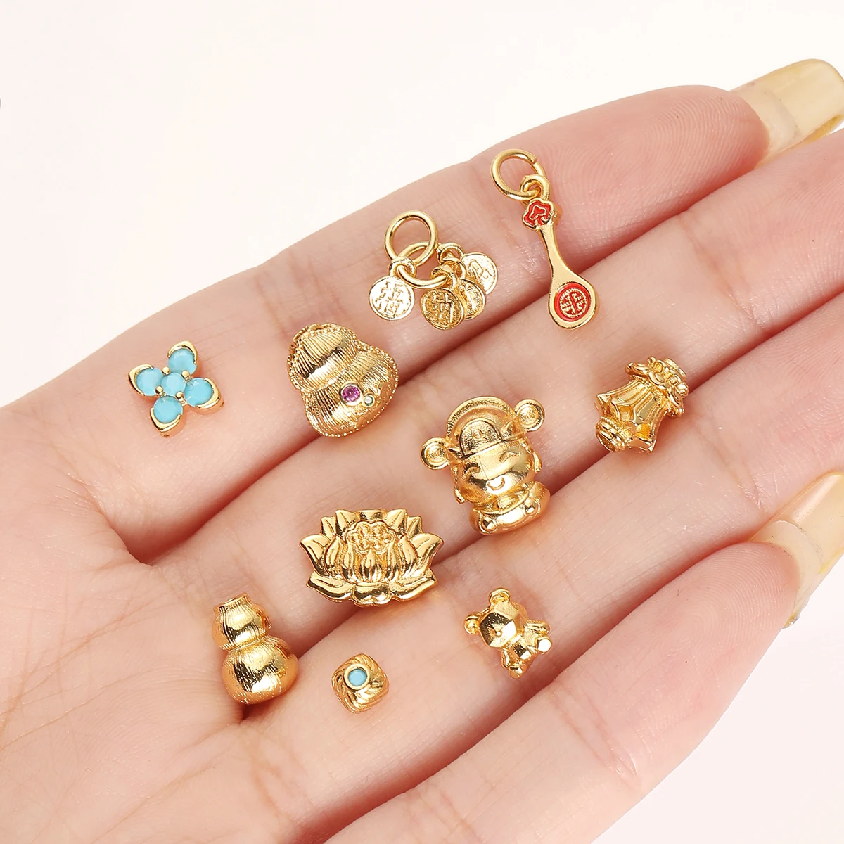 

5 Pcs/lot 24K Gold Plated Copper Bead Geometric Shape Spacer Beads For jewelry Making DIY Bracelet Necklace Accessory Findings