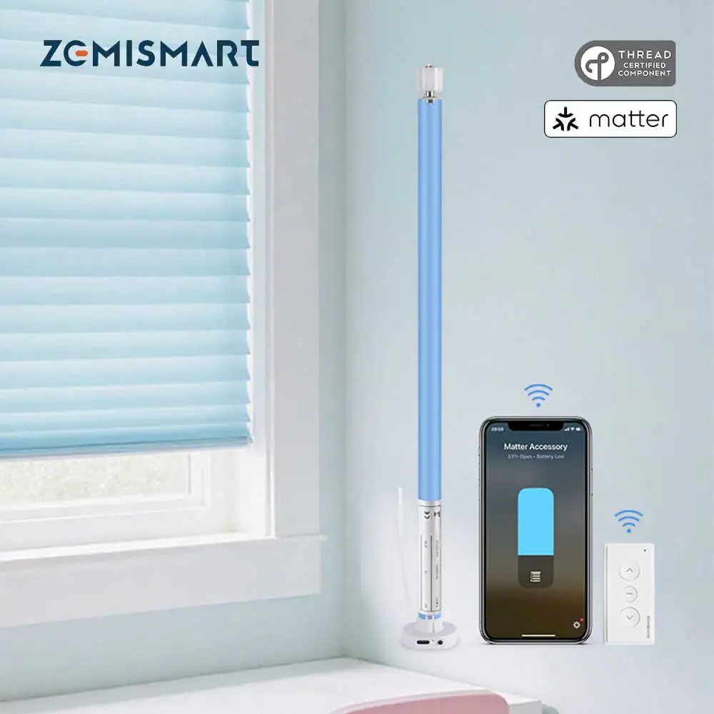 

Zemismart Matter Thread Rechargeable Electric Roller Blinds Motor for 17 25 28mm Tube Support Homekit Smartthings Google Home