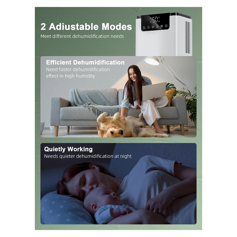 Electric Dehumidifier, 2.2 L Room Dehumidifier, Quiet Dehumidifier With Defrosting & Sleep Mode,Air Purification EU Plug