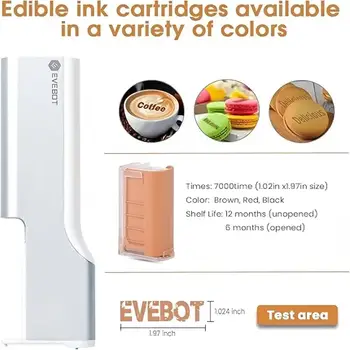 Inkoustová tiskárna EVEBOT pro potraviny s nerezovou ocelovou deskou, velikost tisku 100*26 mm, HD tisk, vzor, logo, text na kávu, chléb, pivo 10 nejlepší prodej 100mm termální tiskárna - №7