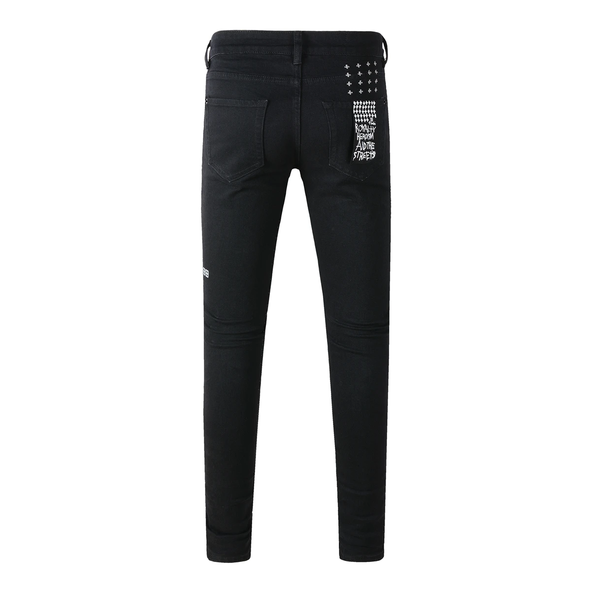 Black Fashion Cross Brand Men KSUBI Jeans High Street Hole Trend Low Rise Skinny Denim Pants Ripped Frayed Trousers 3005