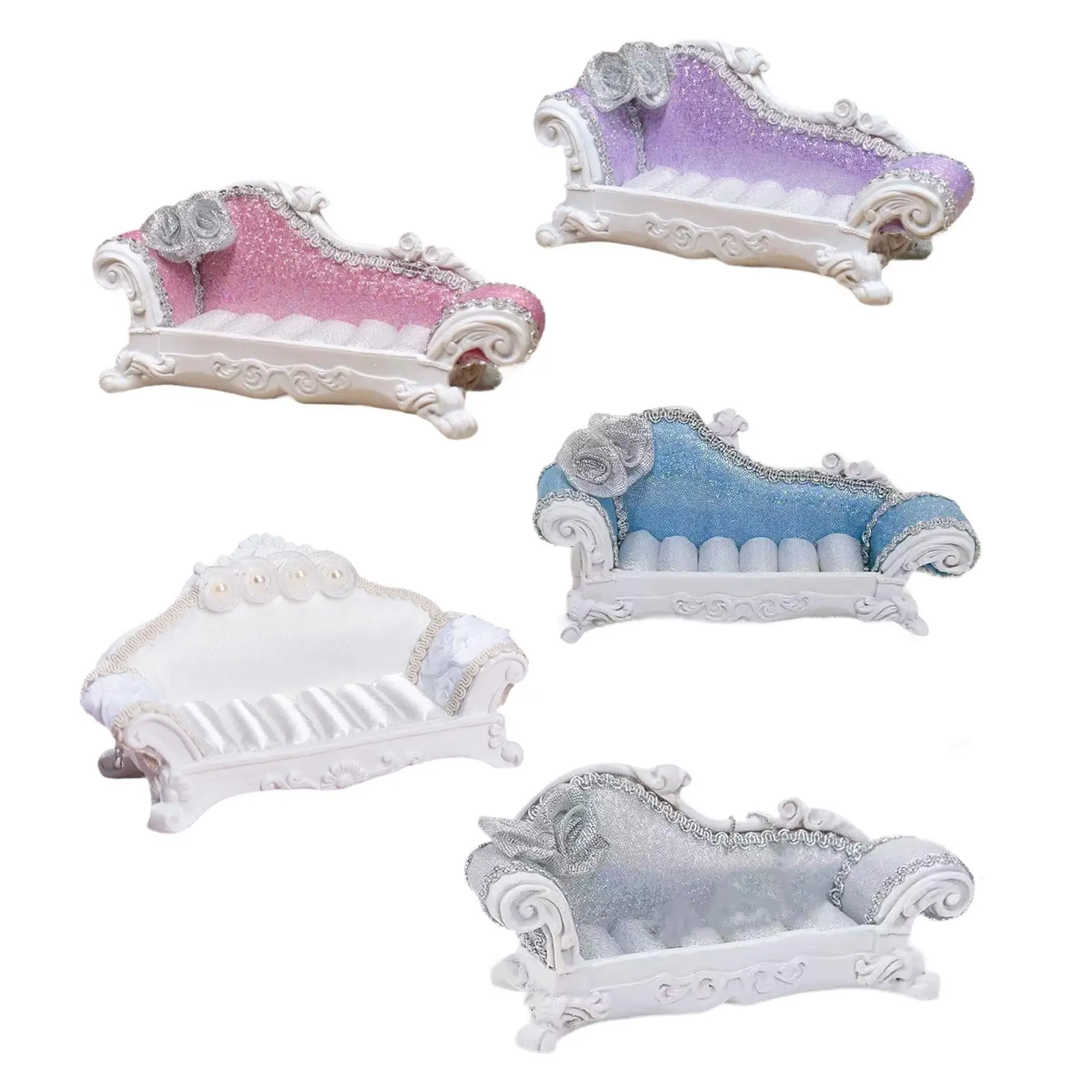 1/12 Dollhouse Long Sofa Miniature Model Decoration Versatile for Scene Decor