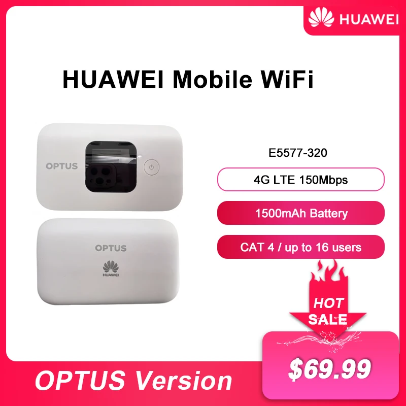 Unlocked Huawei E5577-320 Mobile WiFi Pro Router 150Mbps Signal Repeater 4G LTE Pocket MiFi With RJ45 Port 1500mAh Power Bank