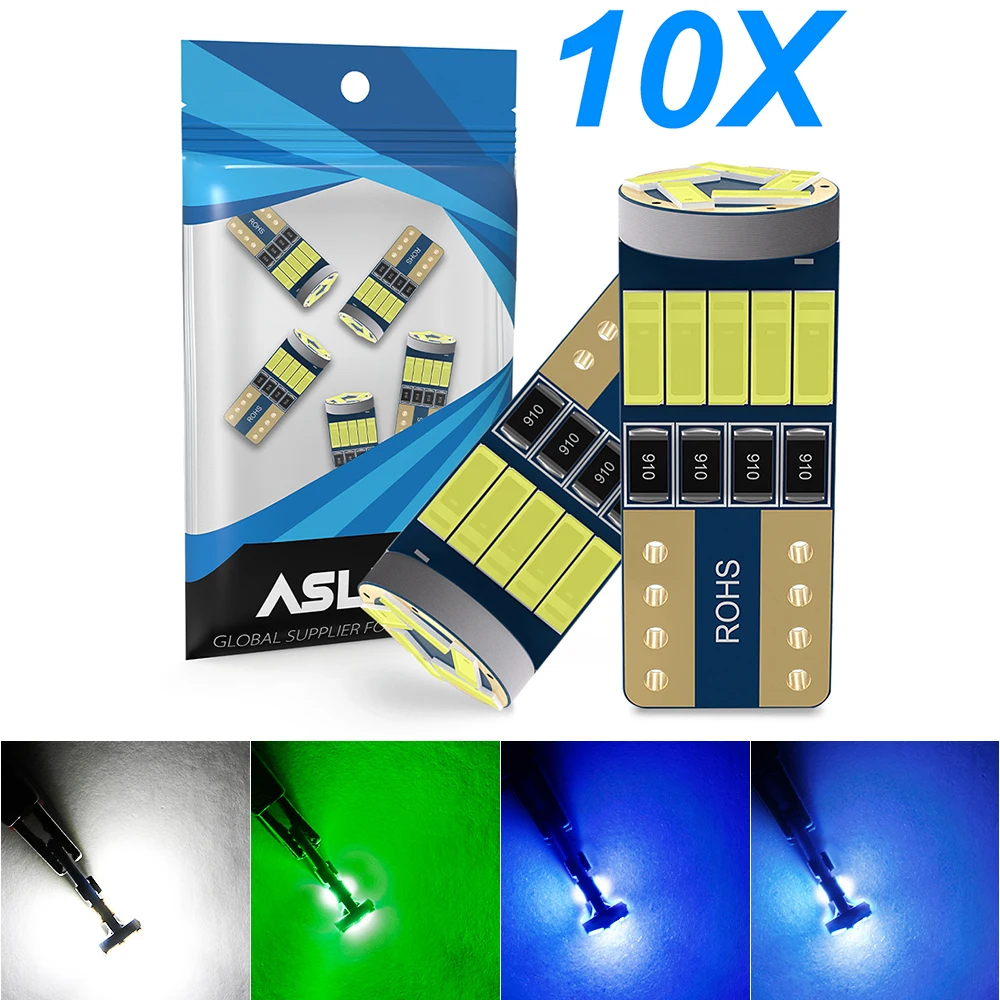 

ASLENT 10PCS Led W5W T10 Car Led Signal Lamp 501 194 Bulbs 4014SMD Clearance Lights Reading Lights Interior lights 6000K 12V