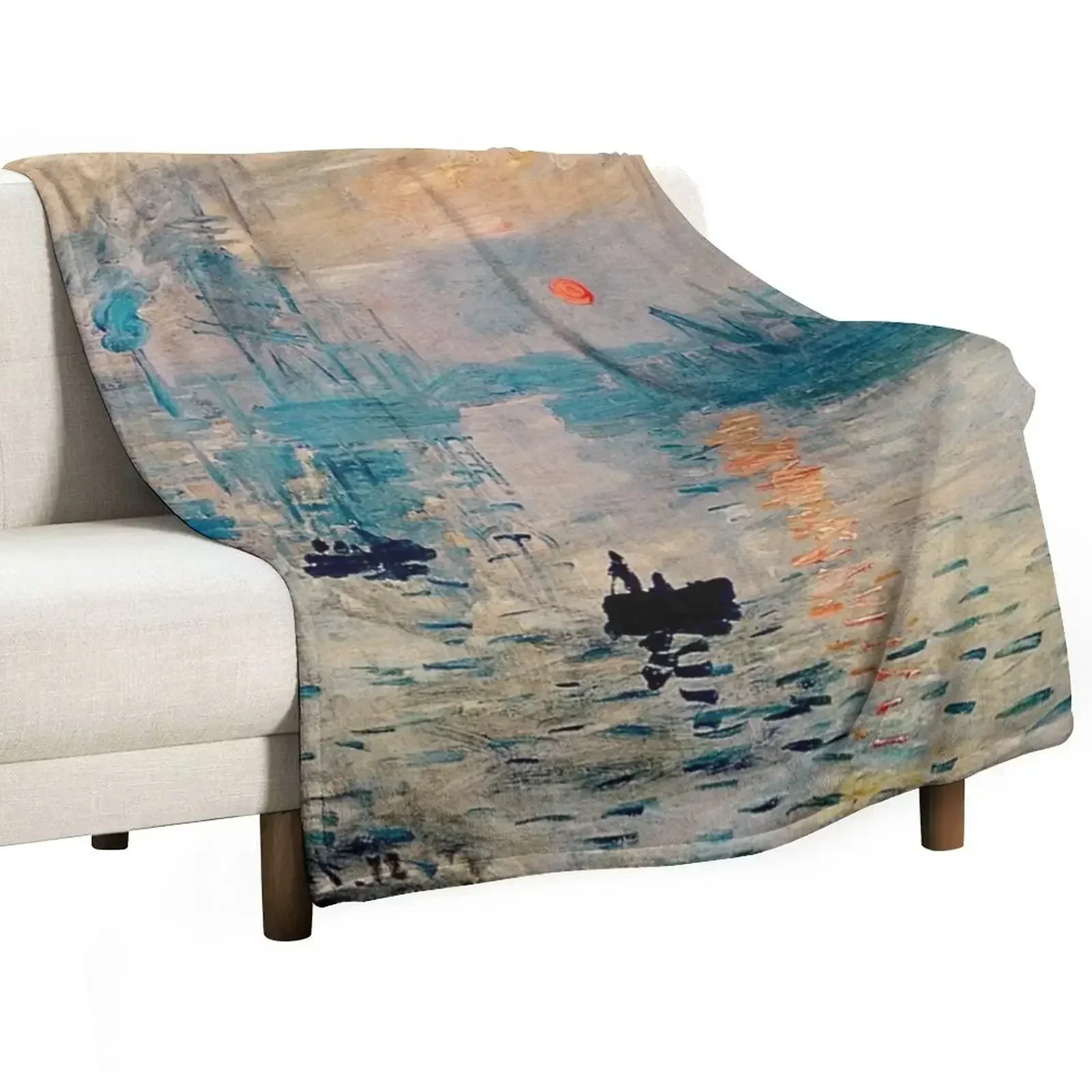 Impression Sunrise' | 'Impression Soleil Levant' de Claude Monet Throw Blanket Decoratives Decorative Beds Blankets