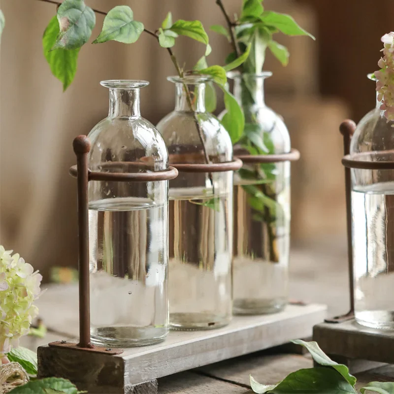 Conjunto de florero de cristal, decoración de florero, terrario para el hogar, soporte para plantas, decoración nórdica para el hogar, florero, jarrones decorativos modernos