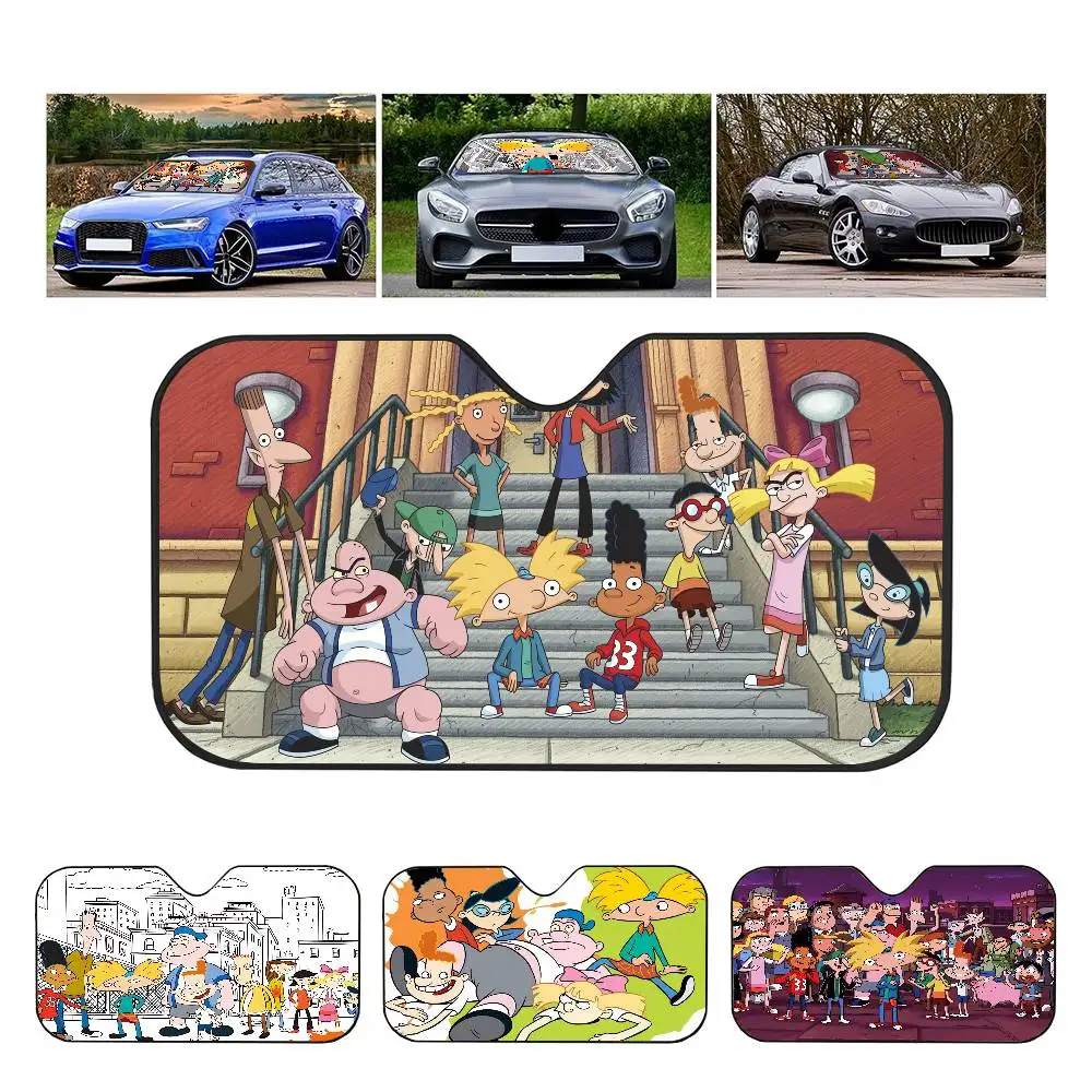 Cartoon Hey A-Arnold Cool Car Windschutzscheiben-Sonnenschutz, faltbar, Blockreflektor, tragbar, atmungsaktiv, Anti-UV-Schutz