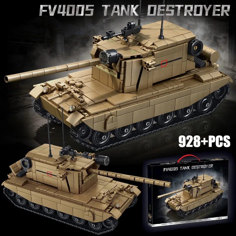 世界軍事第二次世界大戦イギリス-fv4005-戦車駆逐艦ビルディングブロックレンガセット-moc-fv4005-重戦車キットおもちゃギフト少年大人向け