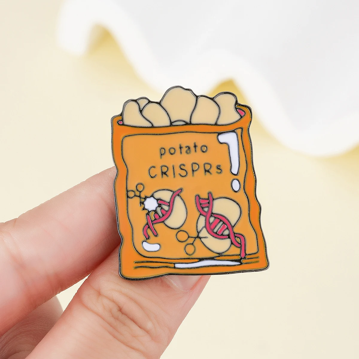 Criativo Biologia Médica Esmalte Pin Broche, DNA engraçado, Batata, Lapela CRISPR, Emblema de cordão, Presentes para estudantes