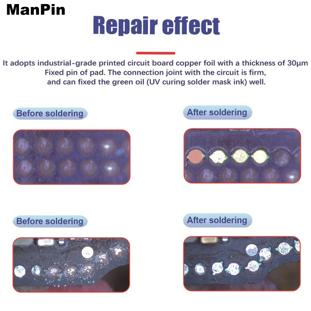 Plaque de tampon à souder IC, 3 pièces, points pour téléphone portable, réparation CPU, fil de saut sans mouche, fixation Stable, feuille de cuivre 30um d'épaisseur