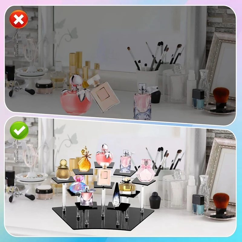 10 Tier Acrylic Display Stand, Acrylic Riser Display Stand Perfume Holder, Riser Display Shelf Multilevel Stands Easy To Use