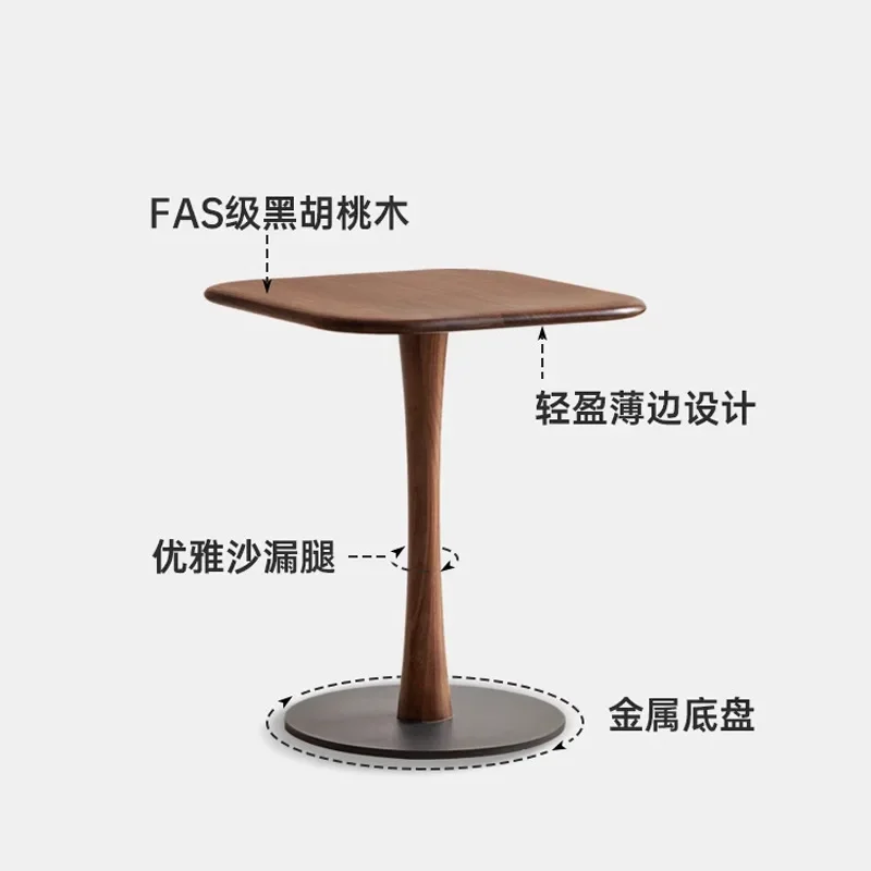 Solid wood edge few living room new Chinese sofa side, table household small apartment, black walnut small square few