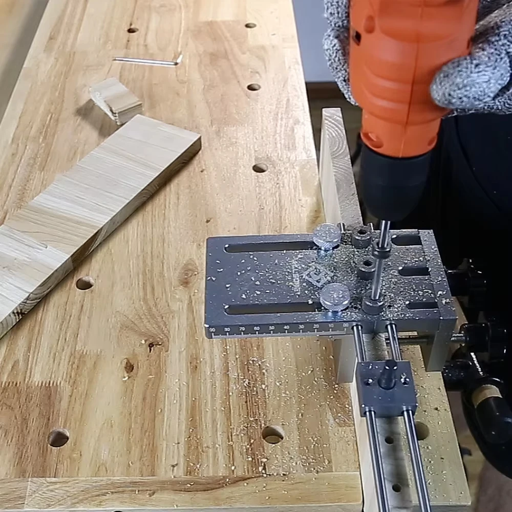 

ALLSOME 6/8/10 мм приспособление для дюбелей, 3 в 1, направляющая для сверления по дереву, локатор, регулируемый набор приспособлений для дюбелей для DIY деревообрабатывающего инструмента