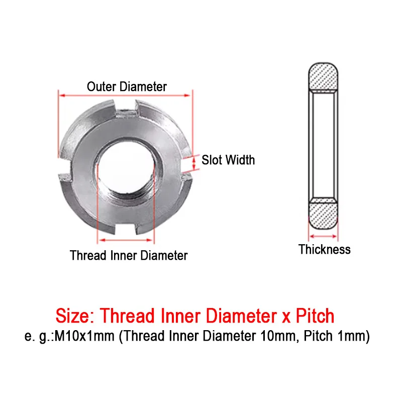 Metric M10 M12 M14 M16 M18 M20 M22 M24 M25 M27 M30 M33~M60 304 Stainless Steel LockNut Slotted Locking Nut Four Slot Nut GB812