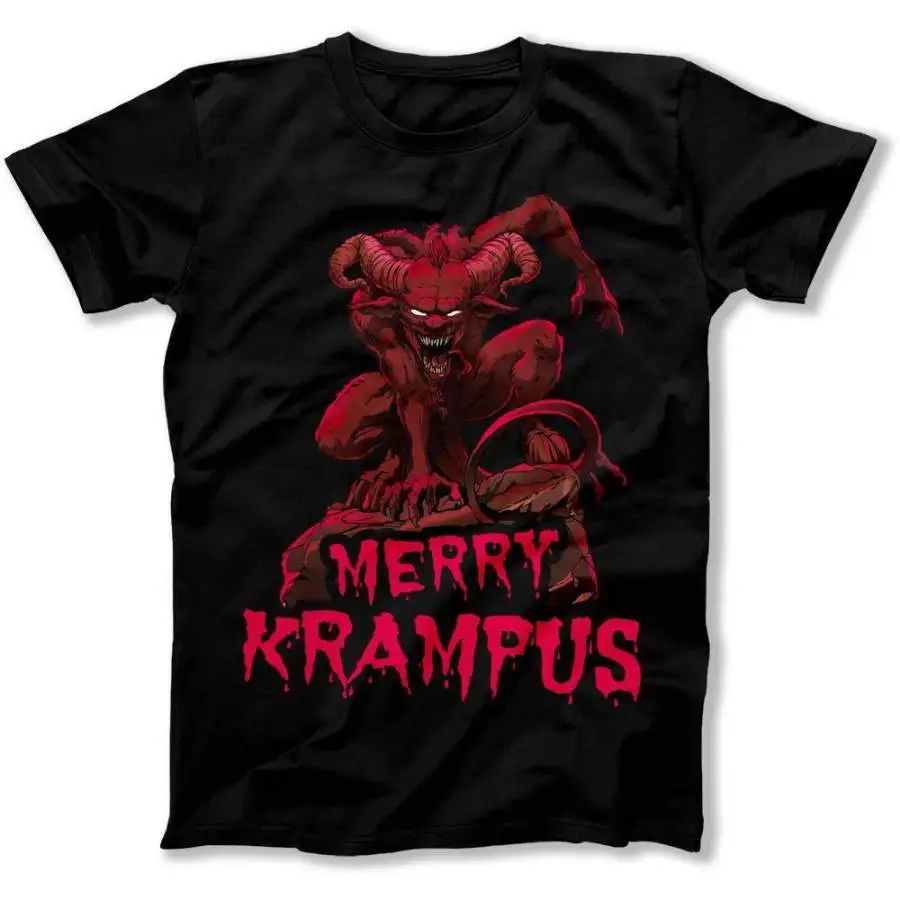 

Retro Merry Krampus T-Shirt 100% Cotton O-Neck Short Sleeve Summer Casual Mens T-shirt Size S-3XL