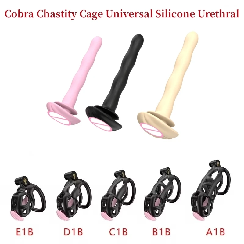 New Cobra Chastity Cage Universal Silicone Urethral Plug Accessories Penis Cage Bird Lock Soft Horse Eye Rod Tube Sex Toy 18+