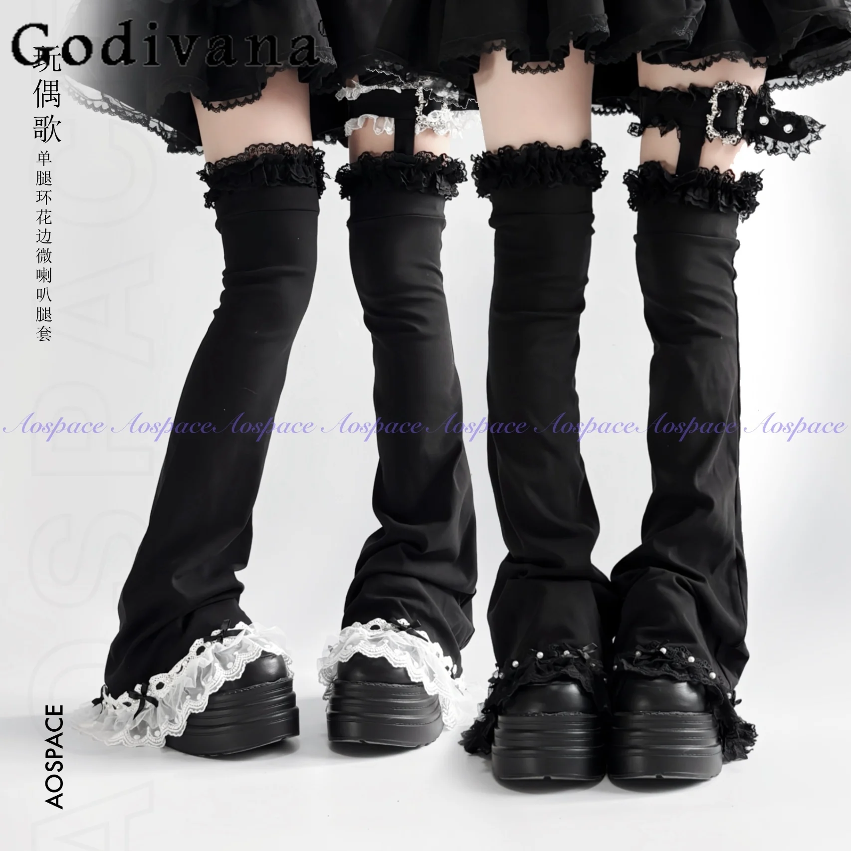 

Оригинальные черные готические темные гетры Subculture, осень-зима, новинка 2025 года, милые крутые гольфы для девочек с кольцами для ног