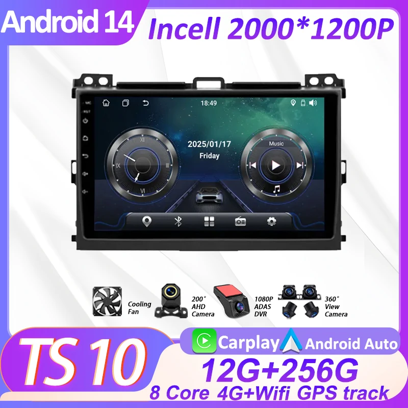 

2 Din Android Autoraido For Toyota Land Cruiser Prado 120 3 III For Lexus GX470 GX 470 J120 2002 - 2009 Car Radio Touch Screen