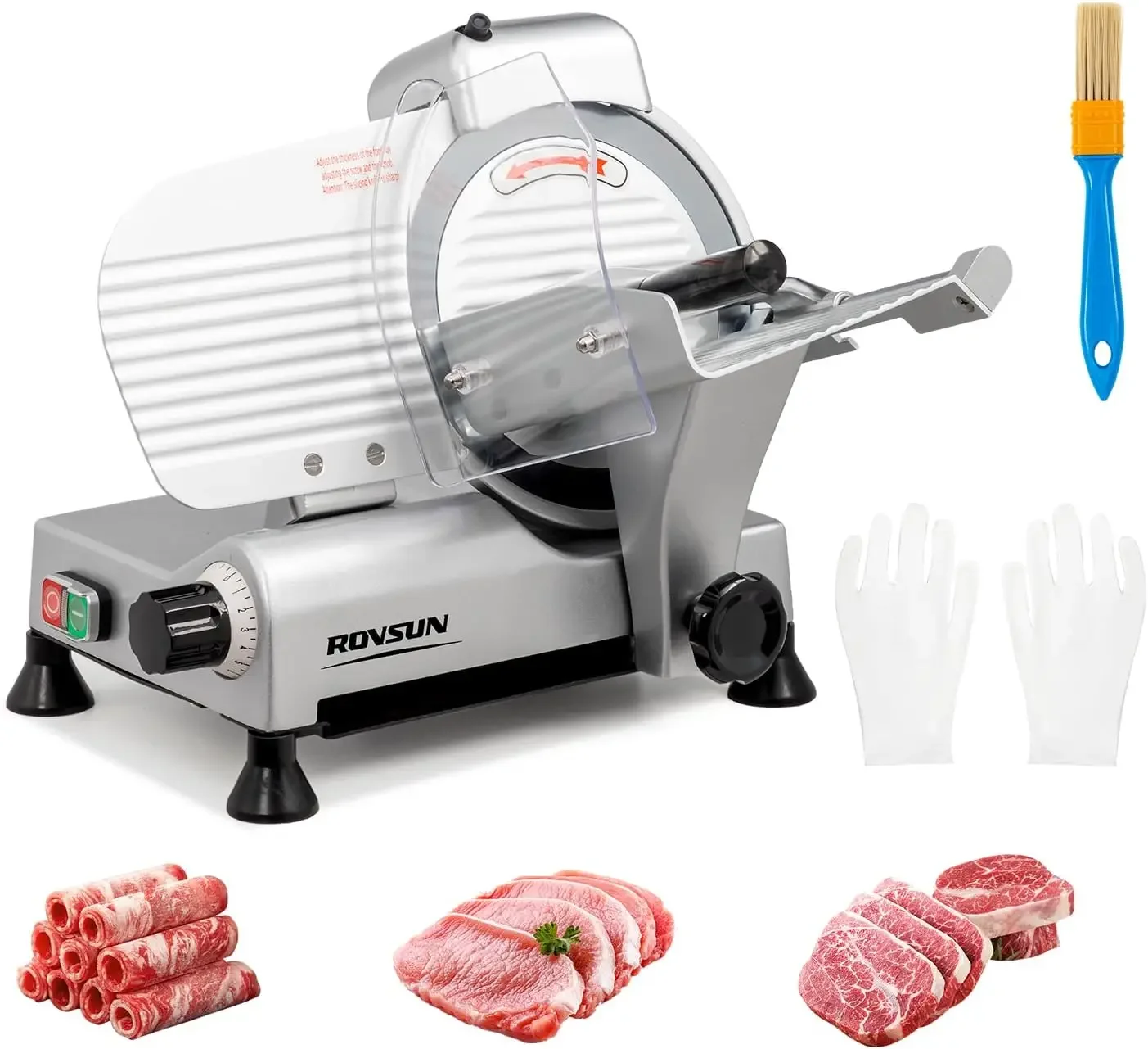 

210W Commercial Meat Slicer, 8 inch Electric Meat Slicer Machine with Adjustable Thickness(0-13mm), Frozen Meat Deli Cheese Food