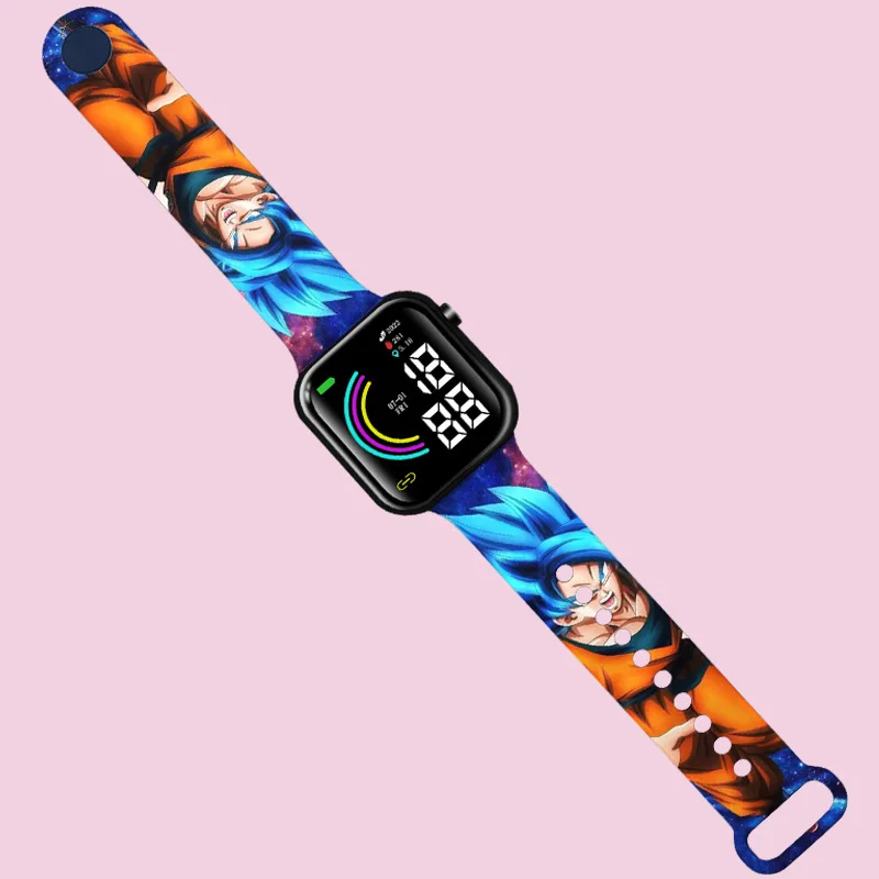 Jam tangan elektronik anak laki-laki perempuan, jam tangan elektronik digital olahraga motif Naruto, anime, Goku, Luffy, jam tangan elektronik LED, gambar kartun, untuk anak laki-laki dan perempuan