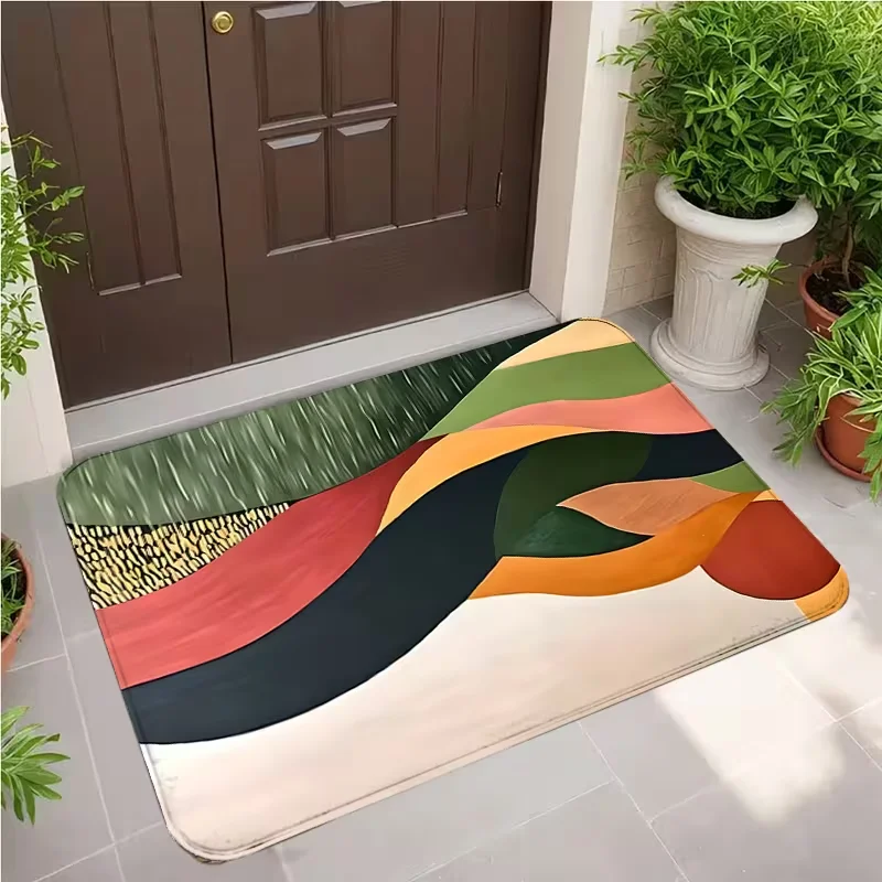 Ripple Gold White Door Mat Indoor Mat Suitable for Restaurant Themed Printed Carpet Pet Friendly Home Seasonal Decorator Carpet