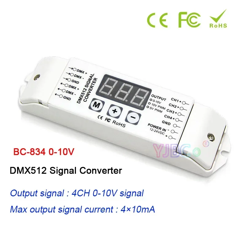 Imagem -03 - Conversor do Sinal do Redutor do Sinal Bc834 010v Pwm 5v Pwm 10v Dmx512 4ch Dmx512 1990 Sinal a 0-10v Pwm 10v Pwm 5v 12v 24v