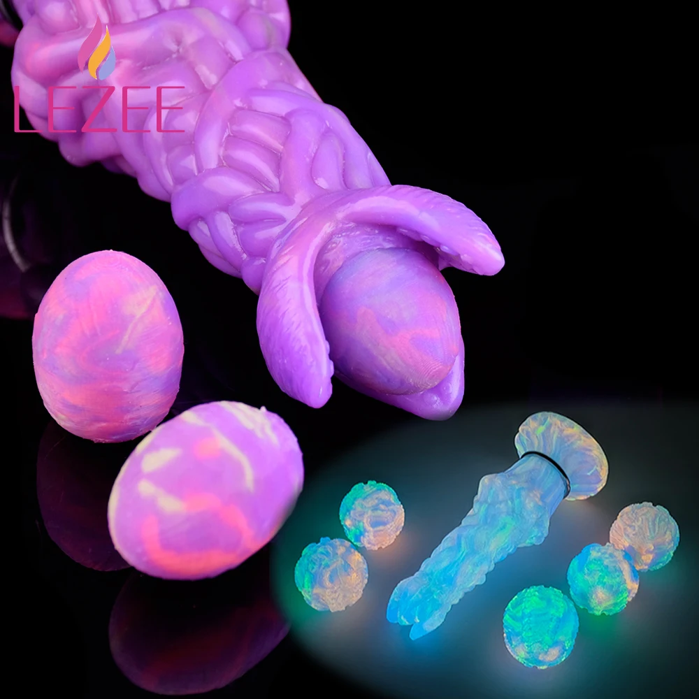 

LEZEE Glowing Push On Ovipositor Toy Anal Trainer Manual Ovipositors Lay-Egg Vaginal Prostate Alien Dildo Sex Toys For Women Men