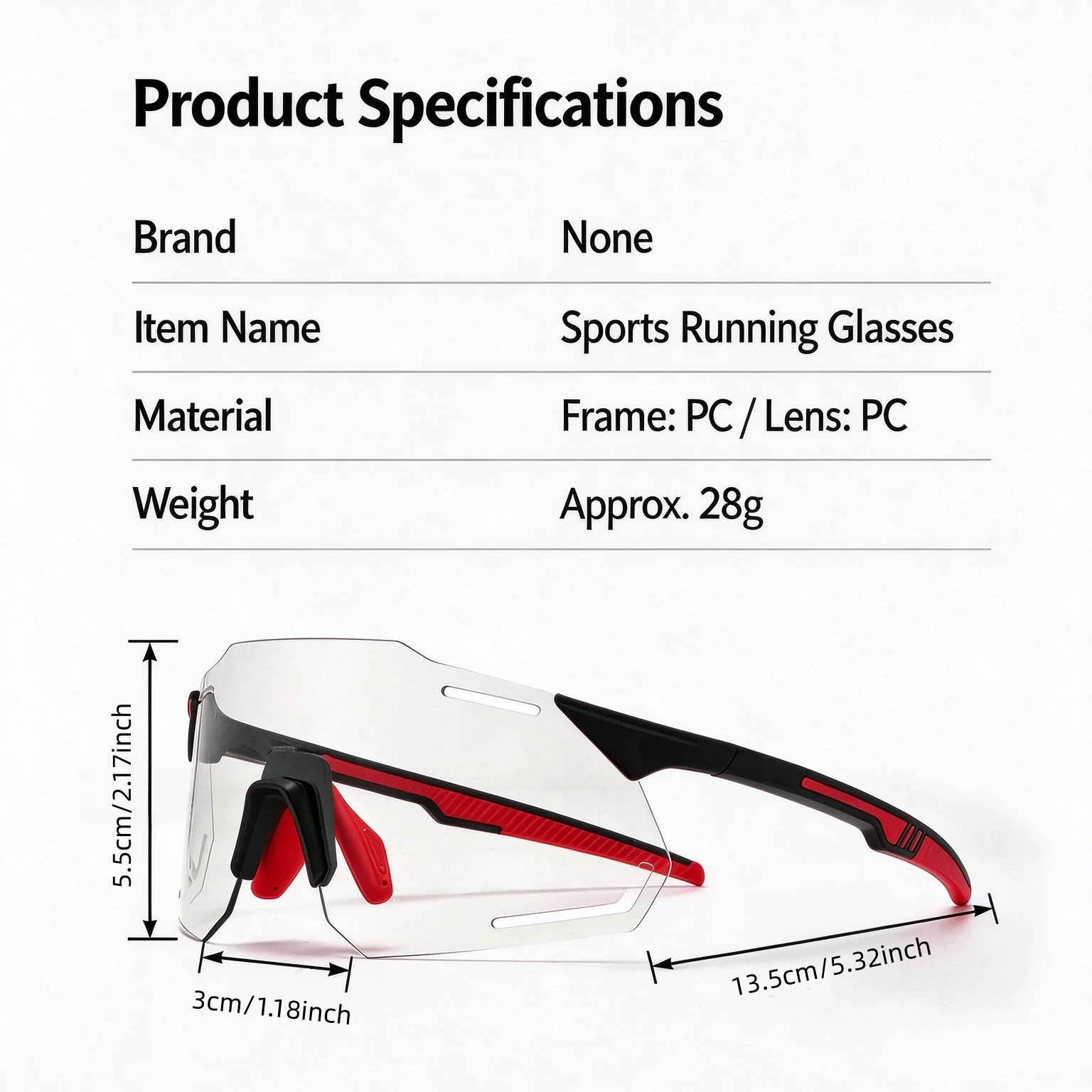 Outdoor Cycling Marathon Photochromic Goggles Set Auto Color Changing Windproof Sunglasses for Running Hiking Fishing