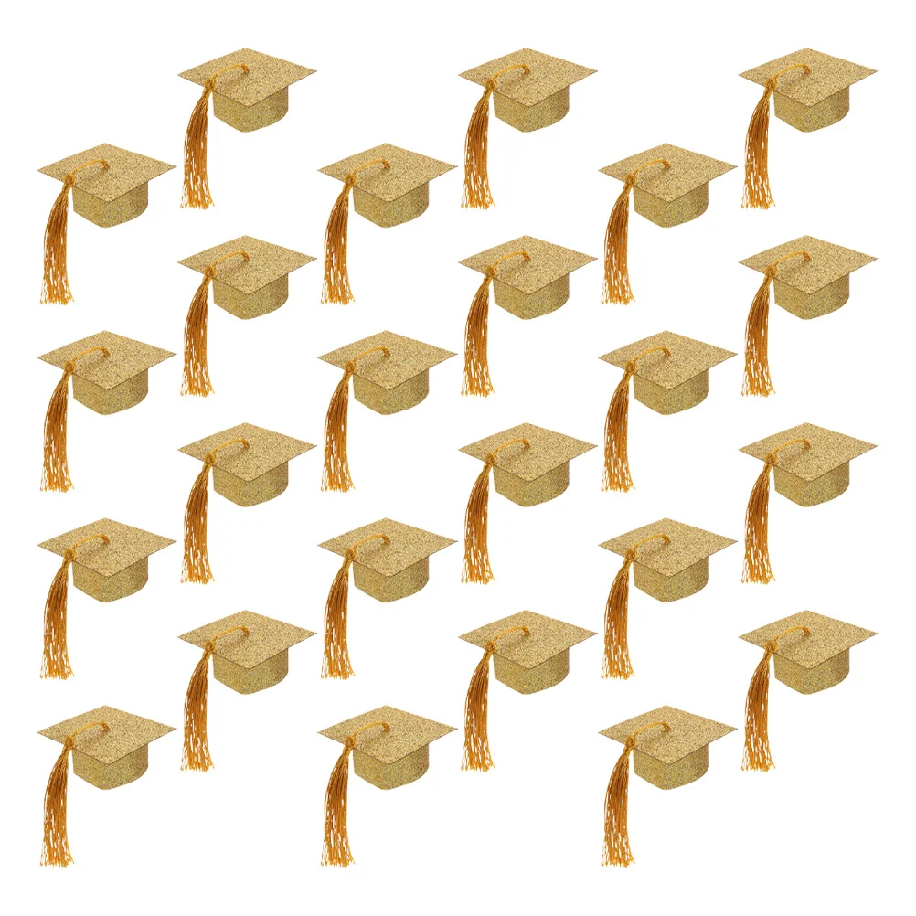 

24Pcs Graduation Wine Goblet Covers Mini Tassel Caps Cup Decorations Graduation Party Favors Ceremony Supplies Decoration
