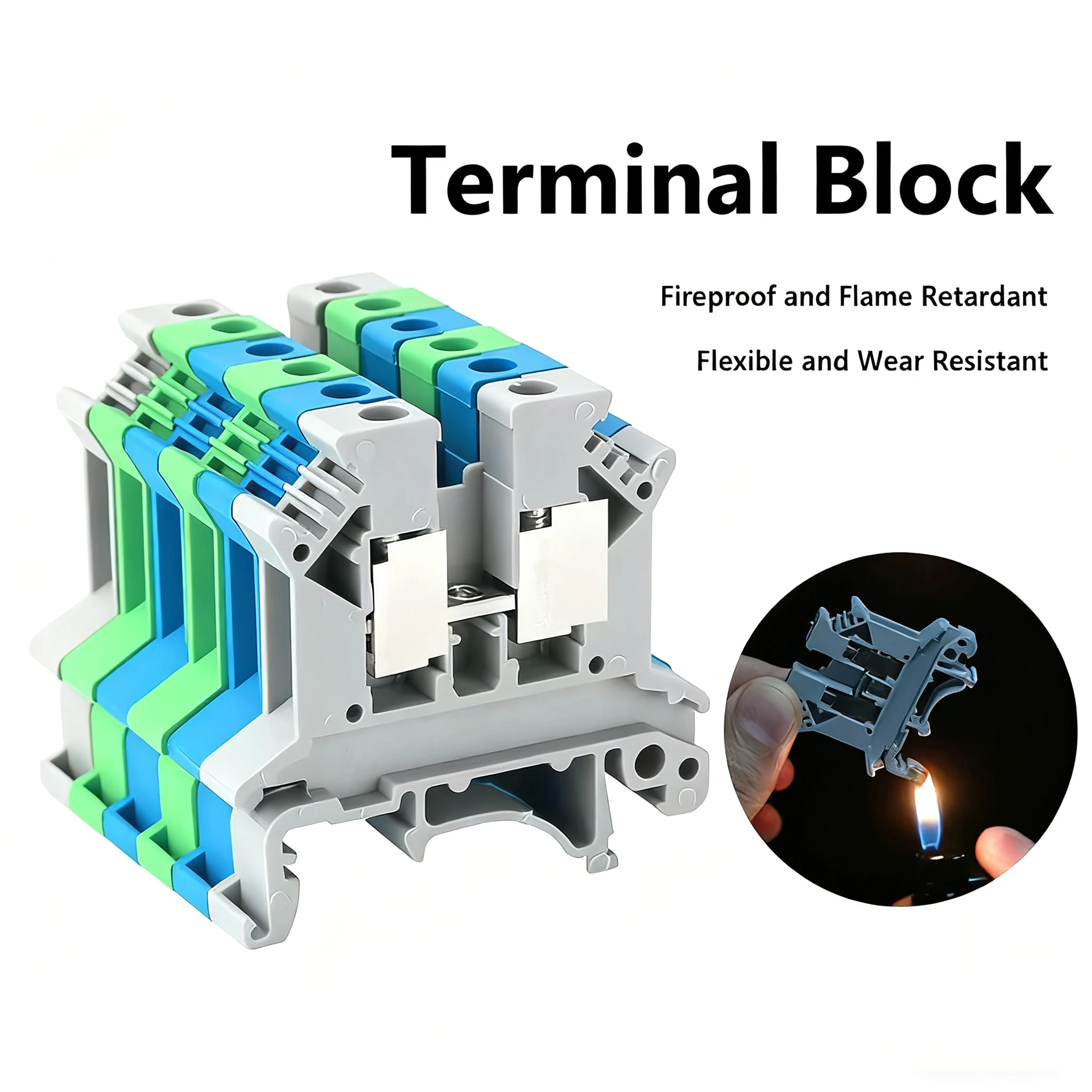10Pcs UK-2.5B Din Rail Terminal Block, High Quality Screw Connection Terminal Strips for Electrical Wiring, Universal Connector