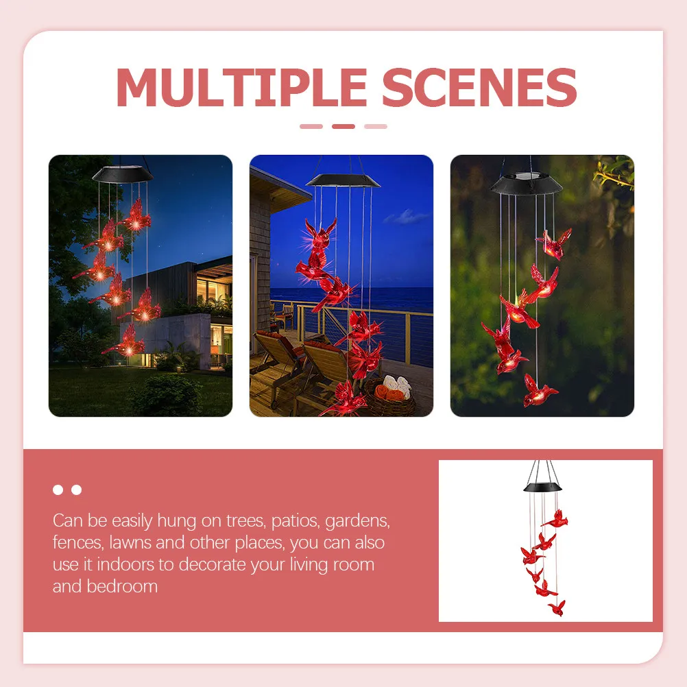 Outdoor Decoration Wind Chimes for Patio Lawn Mothers Day Gifts Garden Solar Lights Color Changing