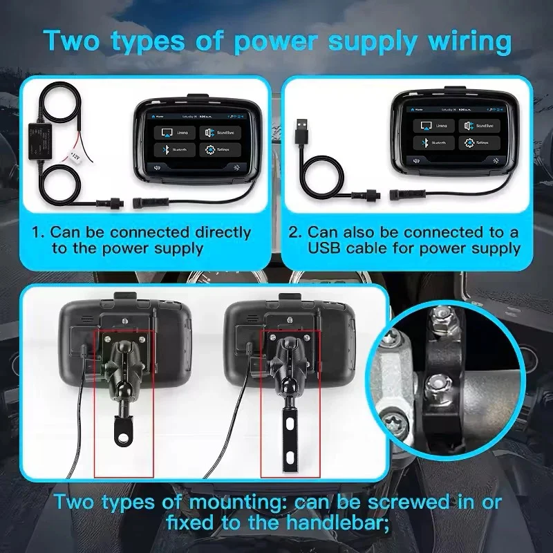 The original factory power cord is suitable for 5-inch and 7-inch CARPLAY motorcycle navigators and various applicable models