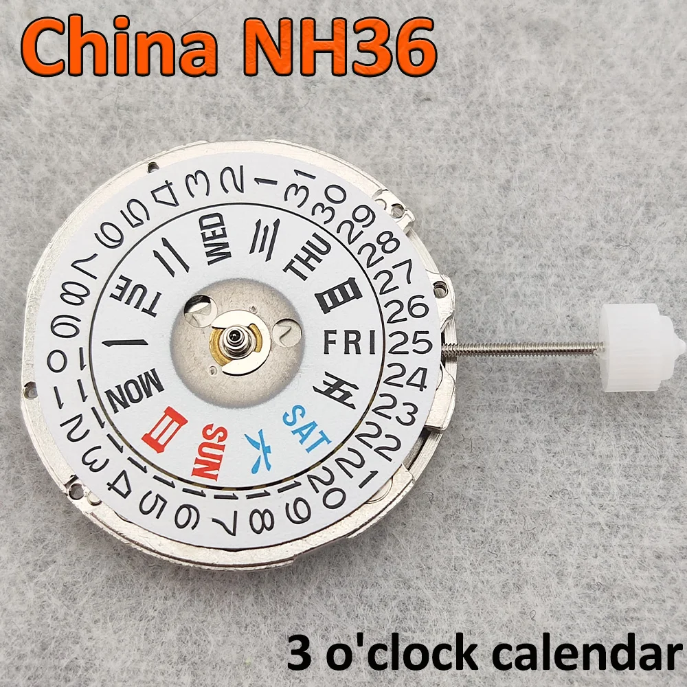 Il movimento cinese NH36 può sostituire il movimento giapponese NH36 alle 3 Doppia data bianca Meccanico automatico ad alta precisione