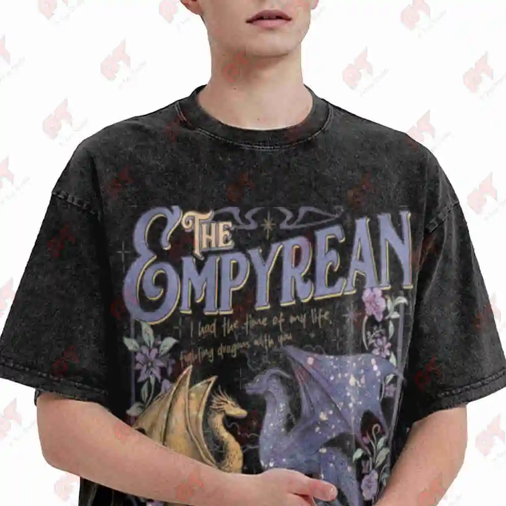 Fourth Wing Empyrean Dragon Riders 2026 Vintage Washed Tee Pure Cotton T-Shirt