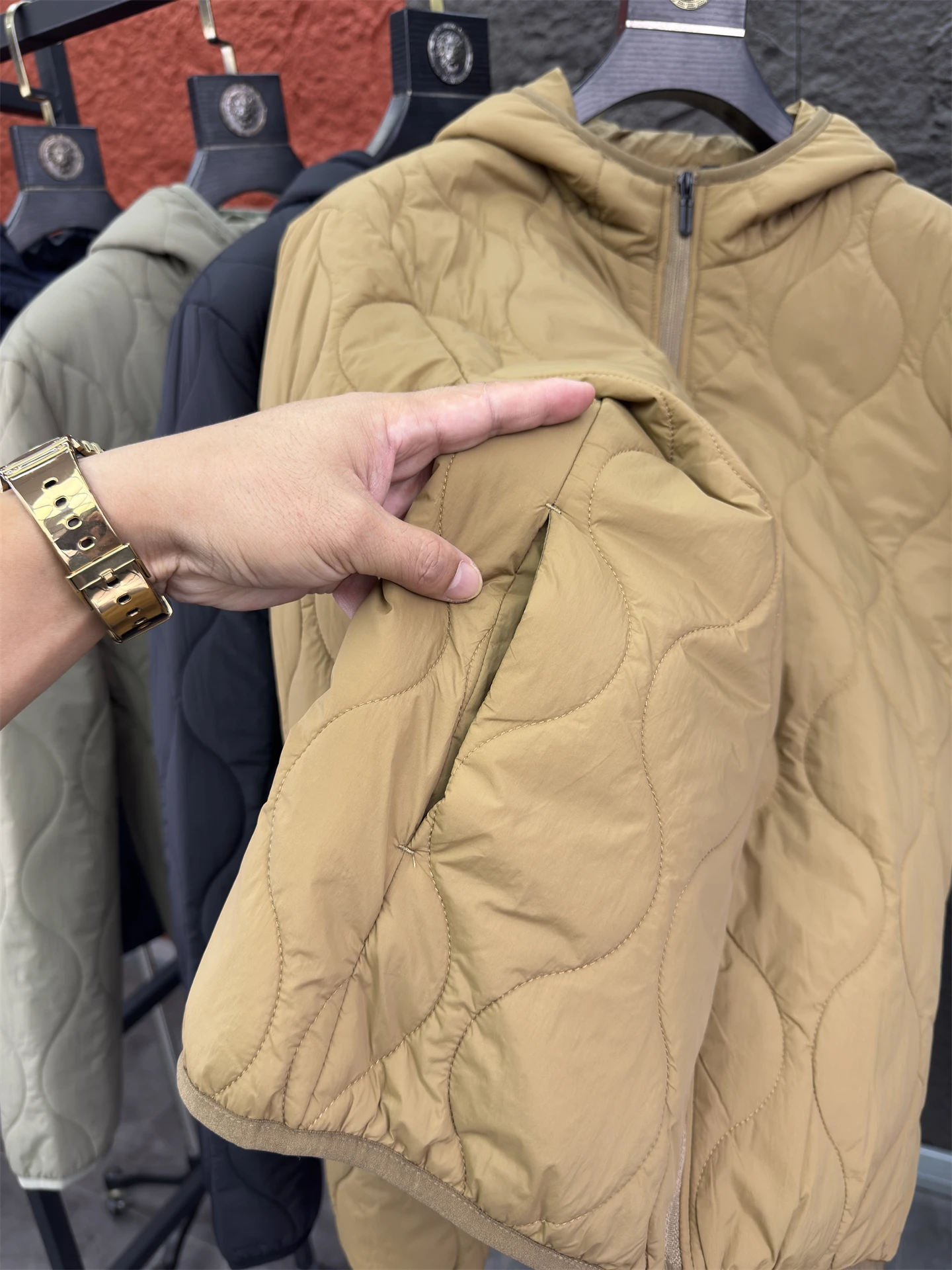 جديد ضوء دافئ القطن أسفل Jaet الخريف الشتاء مقنعين كامل مخيط مريح دافئ ملابس خارجية غير رسمية للرجال الوقوف صالح Fas...