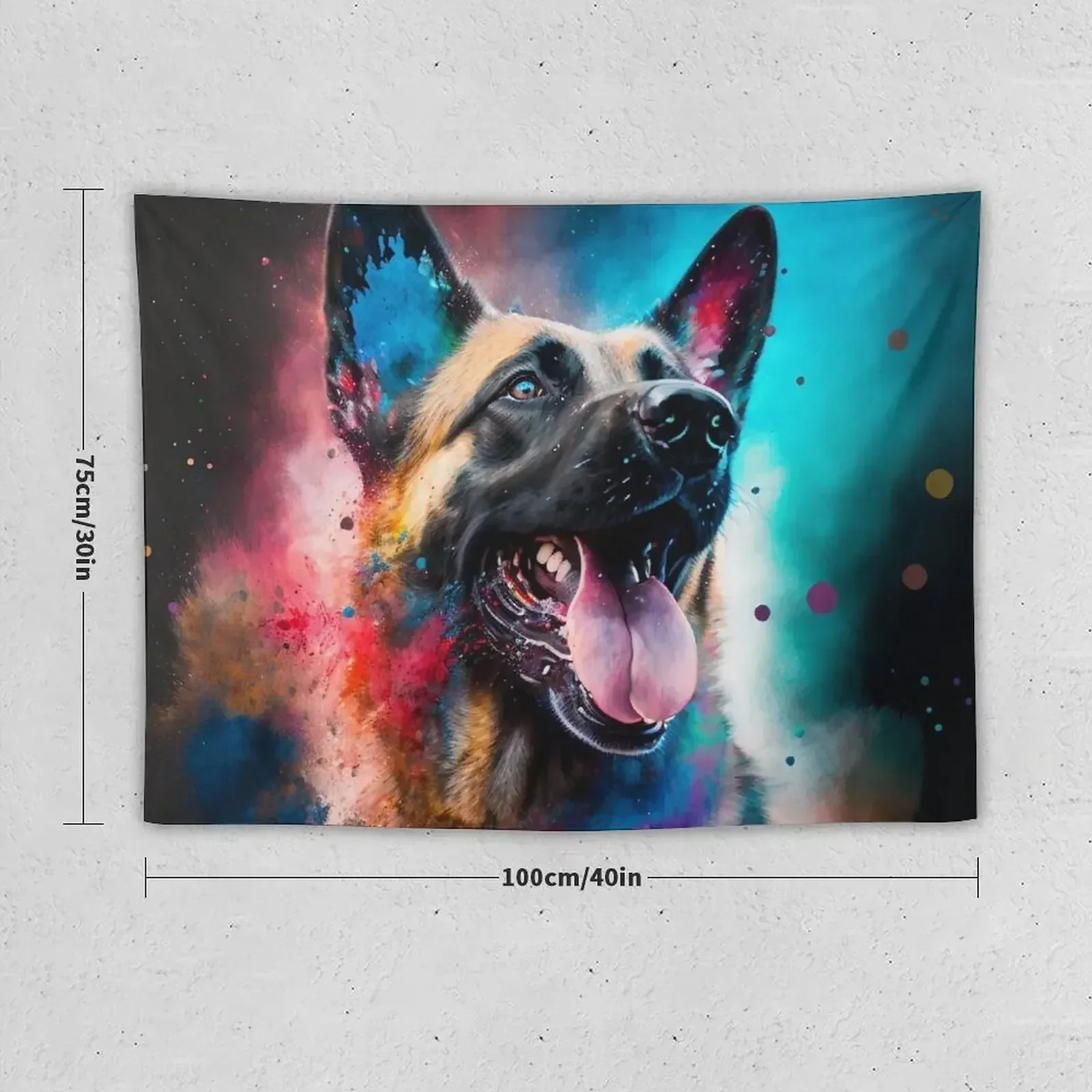 Belgian Malinois Dog Synesthetic Splash Painting Art Tapestry Mushroom Decoration Bedroom Tapestry