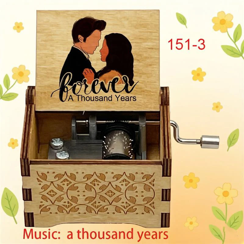 Color Print Movie Music A Thousand Years Music Box Wooden Girlfriend Wife Friend Wedding New Year Christmas Presents Gift