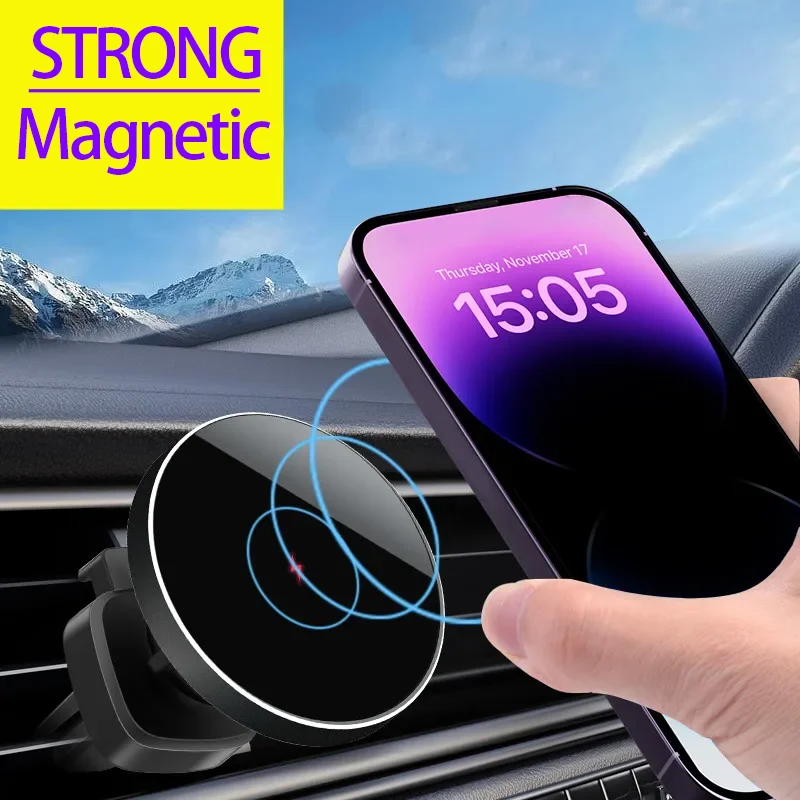 Magnetic Wireless Charger Car Air Vent Stand Phone Holder 15W Magnet Car Fast Charging Station For iPhone 15 14 13 Pro Max Mini