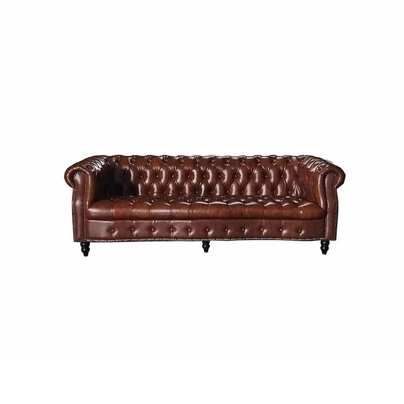 

Sofa first layer cowhide light luxury antique style living room retro oil wax leather sofa cigar bar
