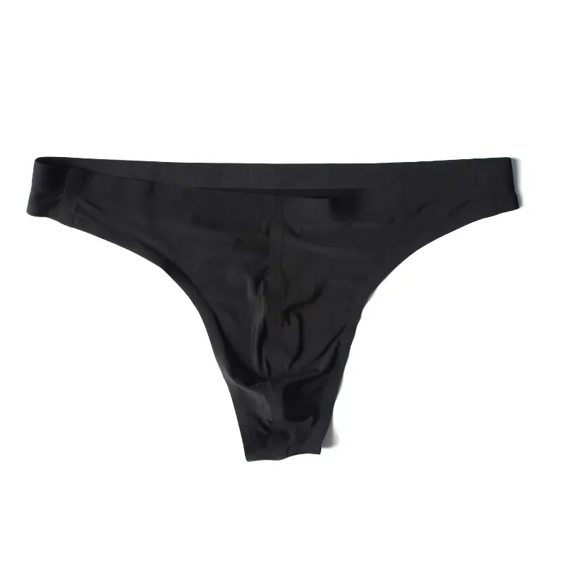 Homem roupa interior tangas sexy gelo sedoso briefs calcinha masculina gay cintura baixa jockstrap t-back cuecas macias tanga g-string