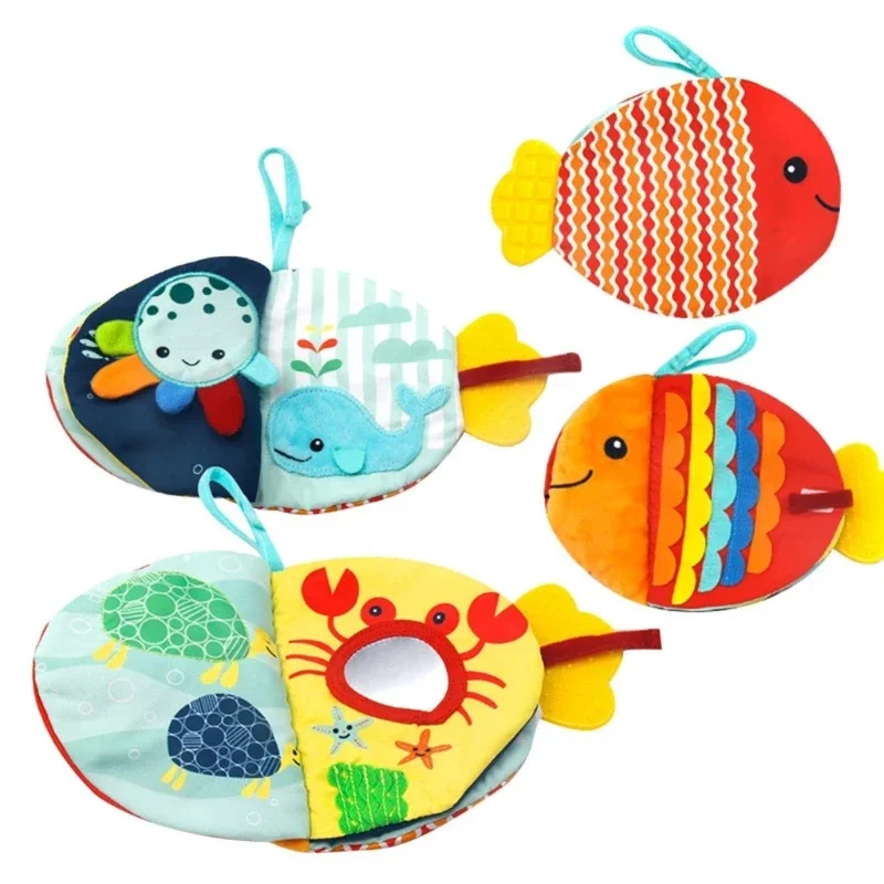 Small Fish Cloth Book Cartoon Sea Animals Baby Early Education Gift for Interactive Babies Stroller Toys Dropshipping