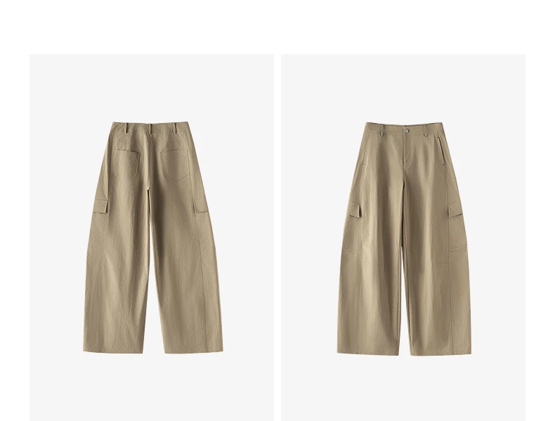 TOYOUTH Women's High Waist Wide Leg Banana Pants 2026 Summer New Multi Pocket Casual Trousers, Breathable Linen Blend