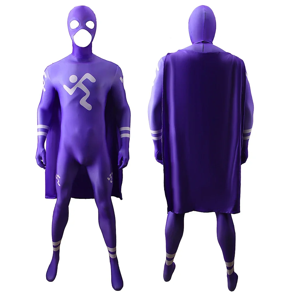 Traje esportivo muscular roxo cosplay homem elastano traje de halloween super-herói zentai bodysuit para crianças adultas