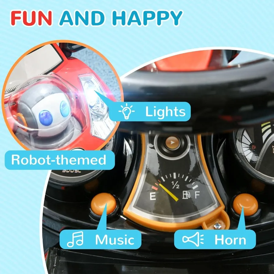 Push Car for 1-3 Years 3 in 1 Ride on Sliding Car Foot to Floor Baby Push Car with Removable Handle Music Horn Canopy Safety Gu