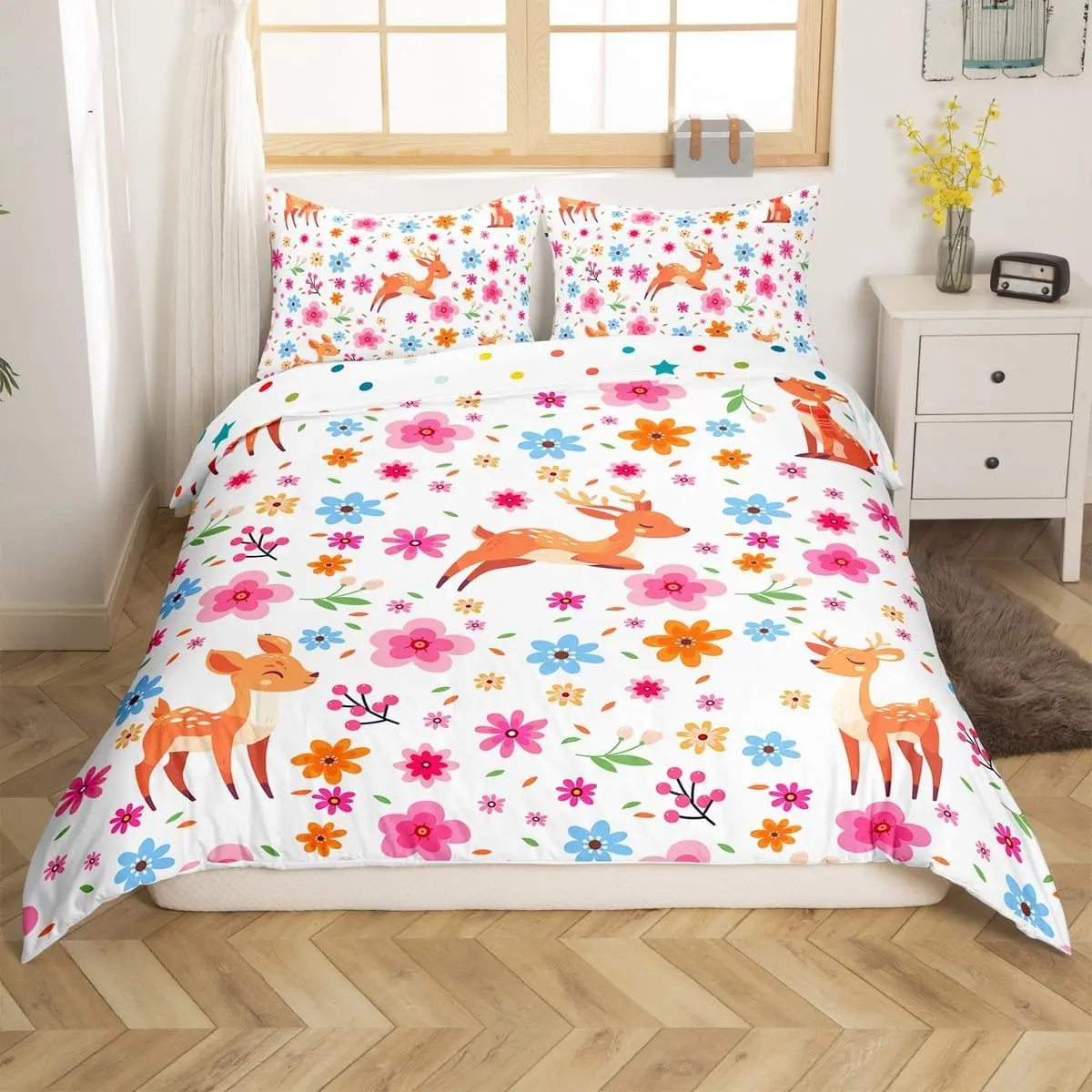 الدوبامين الملونة غطاء لحاف مطبوع الملكة الملك لطيف الحيوان غطاء لحاف طقم سرير أطفال بنات بنين 3 قطعة مع 2 سادات