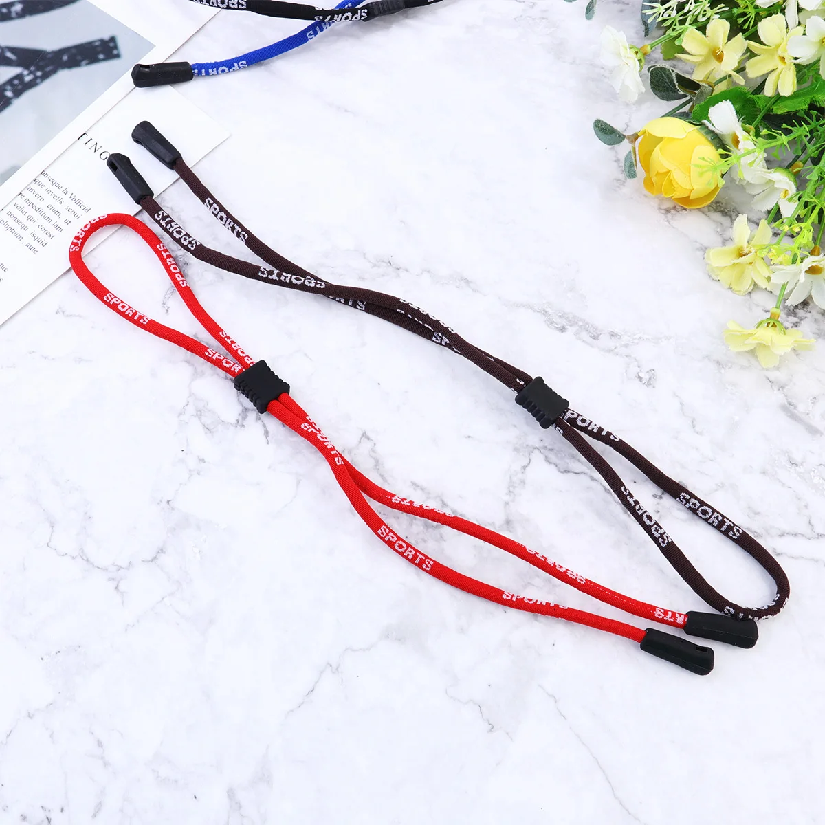 

4Pcs Rope for Glasses Adjustable Outdoor Sports Non-Slip Eyewear Strap Portable Daily Use Red Blue Black Brown