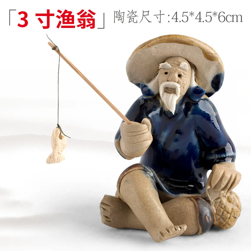 Ceramics Fisherman Boat Figurines for Aquarium Fish Tank Lanscape Bonsai Rockery Ornament Decoration Fairy Garden Home Decor