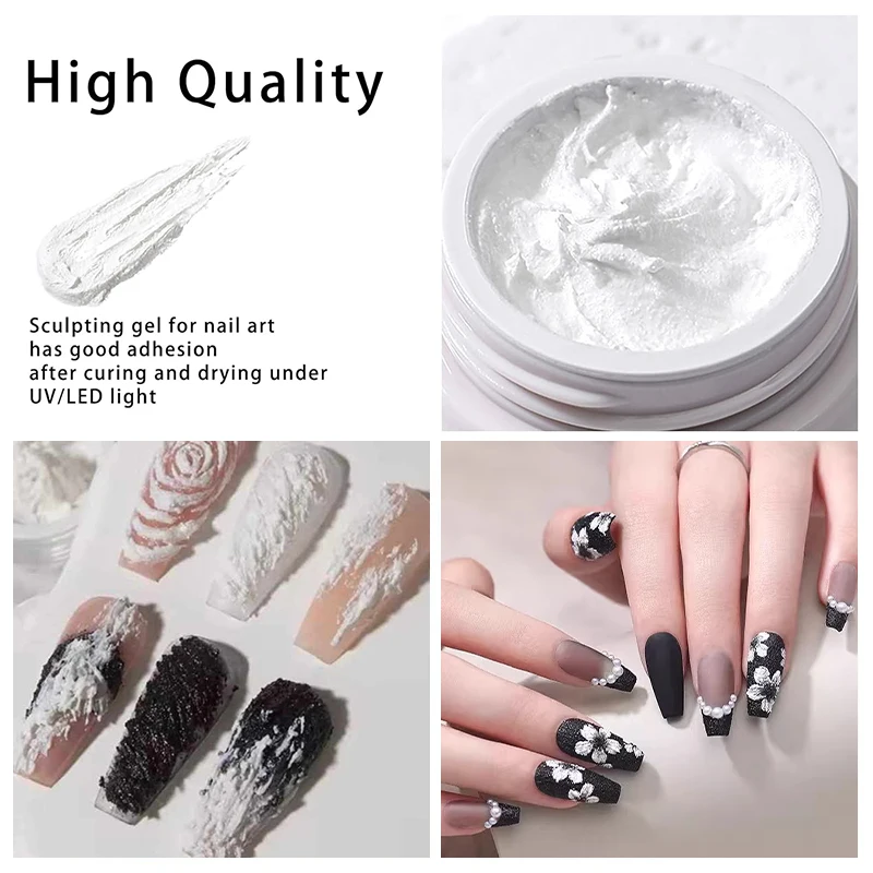 6 Colors Plaster Gel Nail Polish,3D Embossed Sculpting Gypsum Gel UV/LED Nail Art Sand Texture Painting Gel for Manicure DIY view 2
