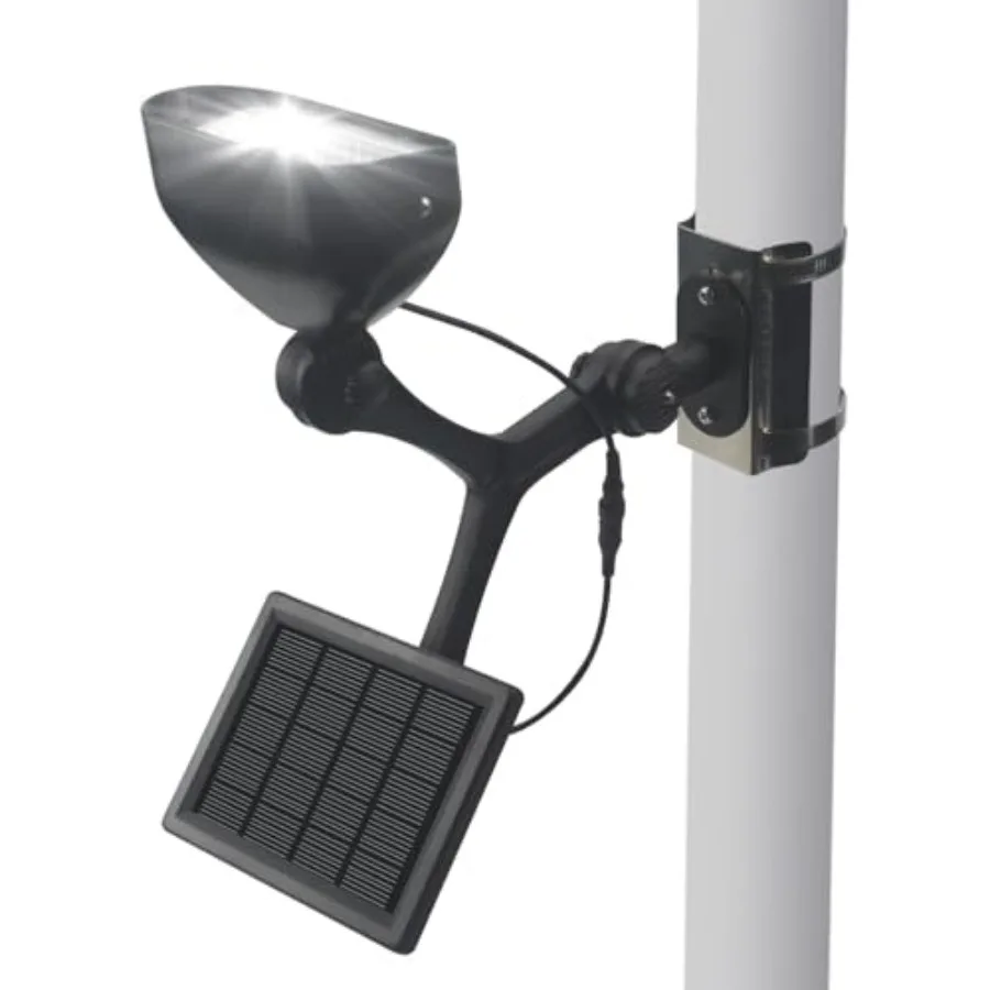 

Солнечный светильник для флагштока, уличный, от заката до рассвета, 6 сверхъярких светодиодов, на солнечной энергии, металлический зажим, подходит для флагштоков диаметром от 2 до 6 дюймов