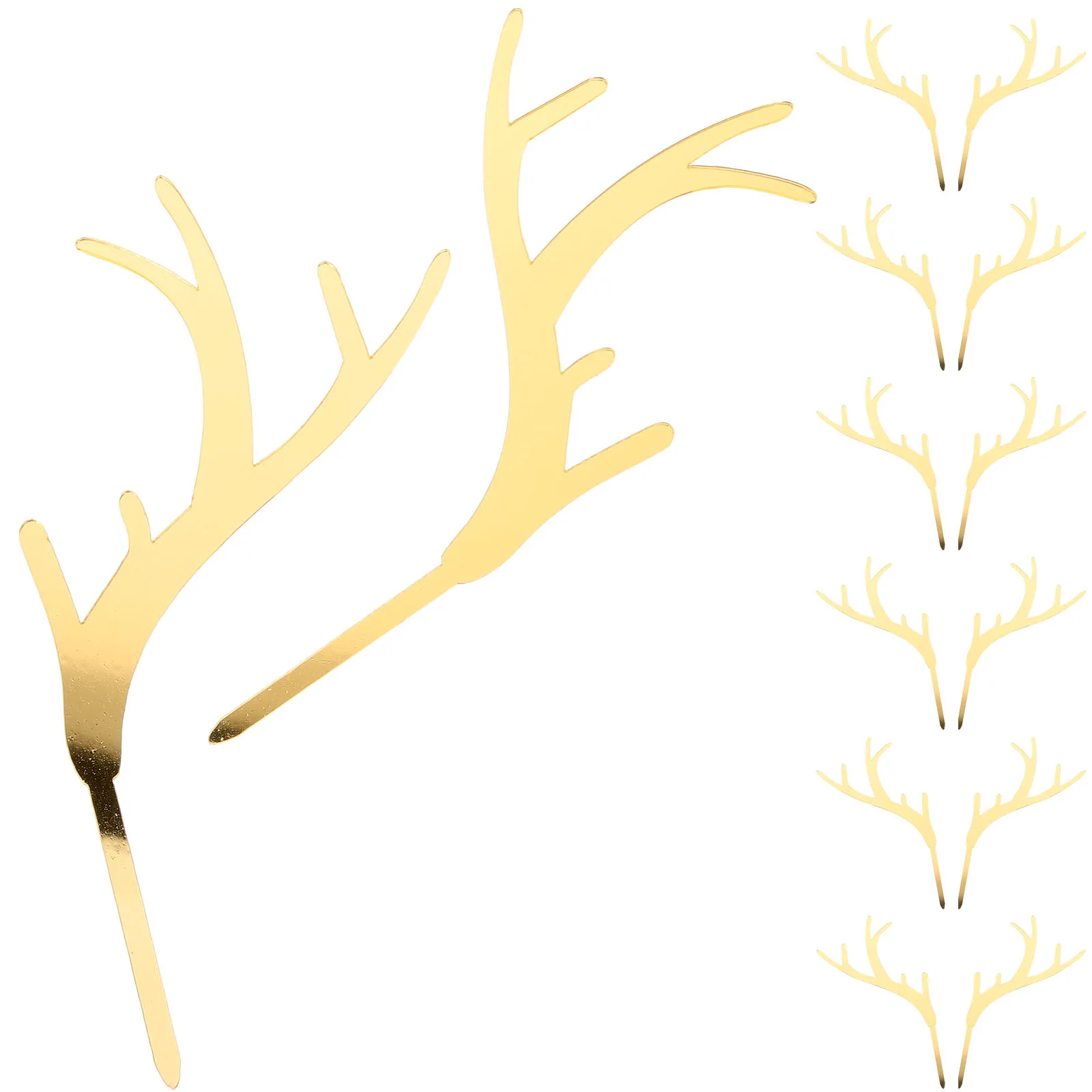 

7 Pairs Antlers Shaped Cake Toppers Eco Friendly Safe Christmas Party Decorations Muffin Bread Fruit nament Acrylic Picks